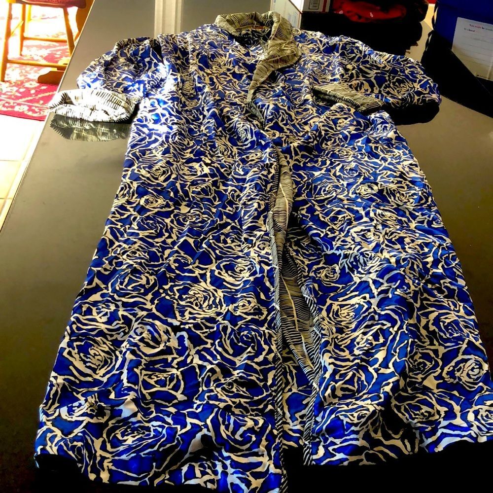 Victoria’s Secret robe from 1980s blue and white and black with Tie